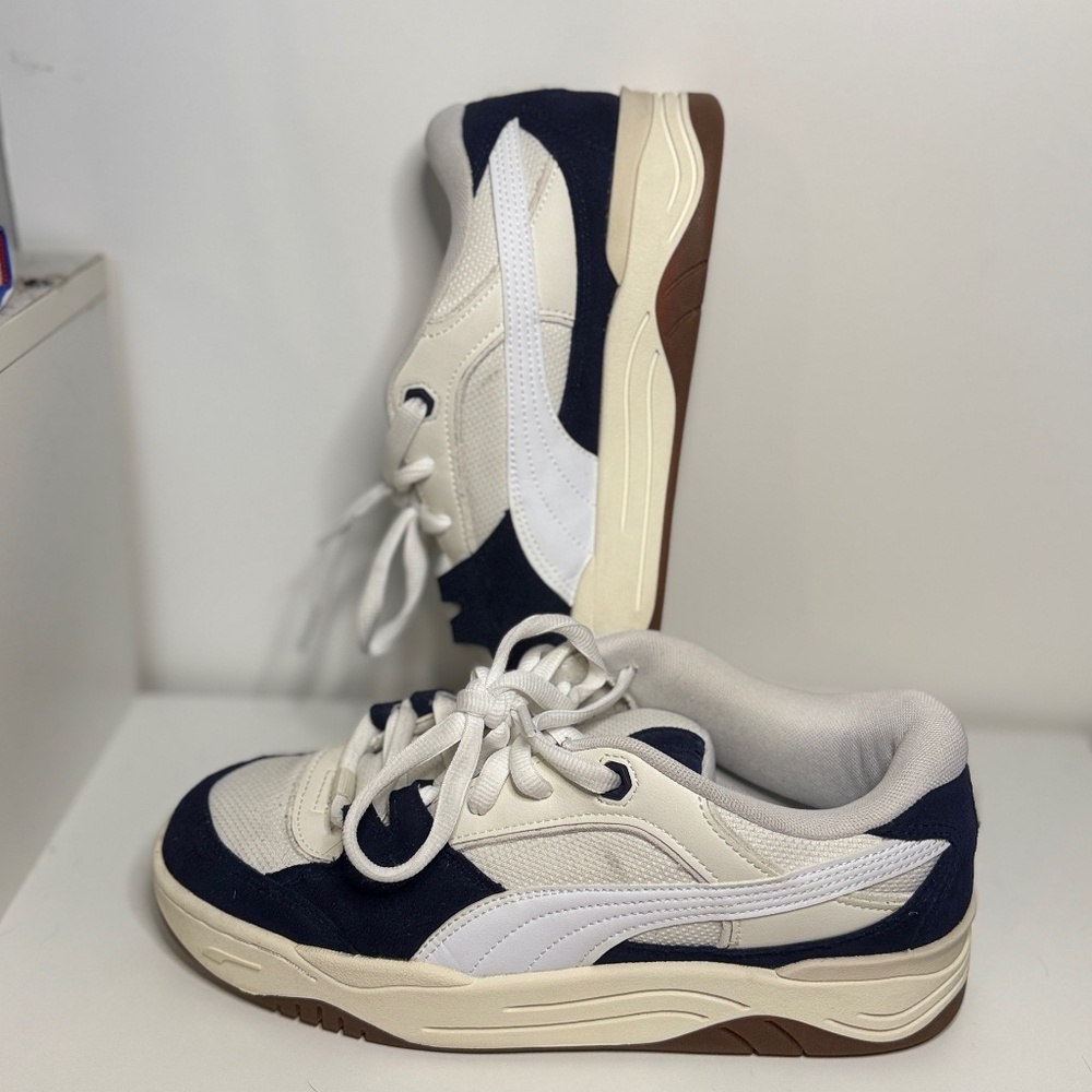 Puma 180 Vapor Grey Navy Sneakers Size M10/W11.5 Y2K Skate Style